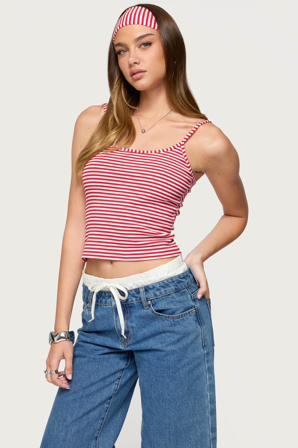 Two Piece Striped Headband Tank Top - Image 3