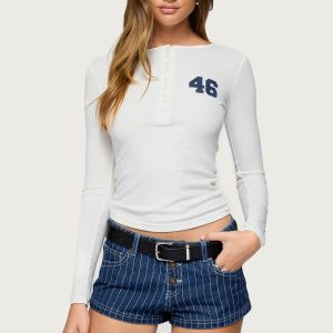 46 Ribbed Henley Top