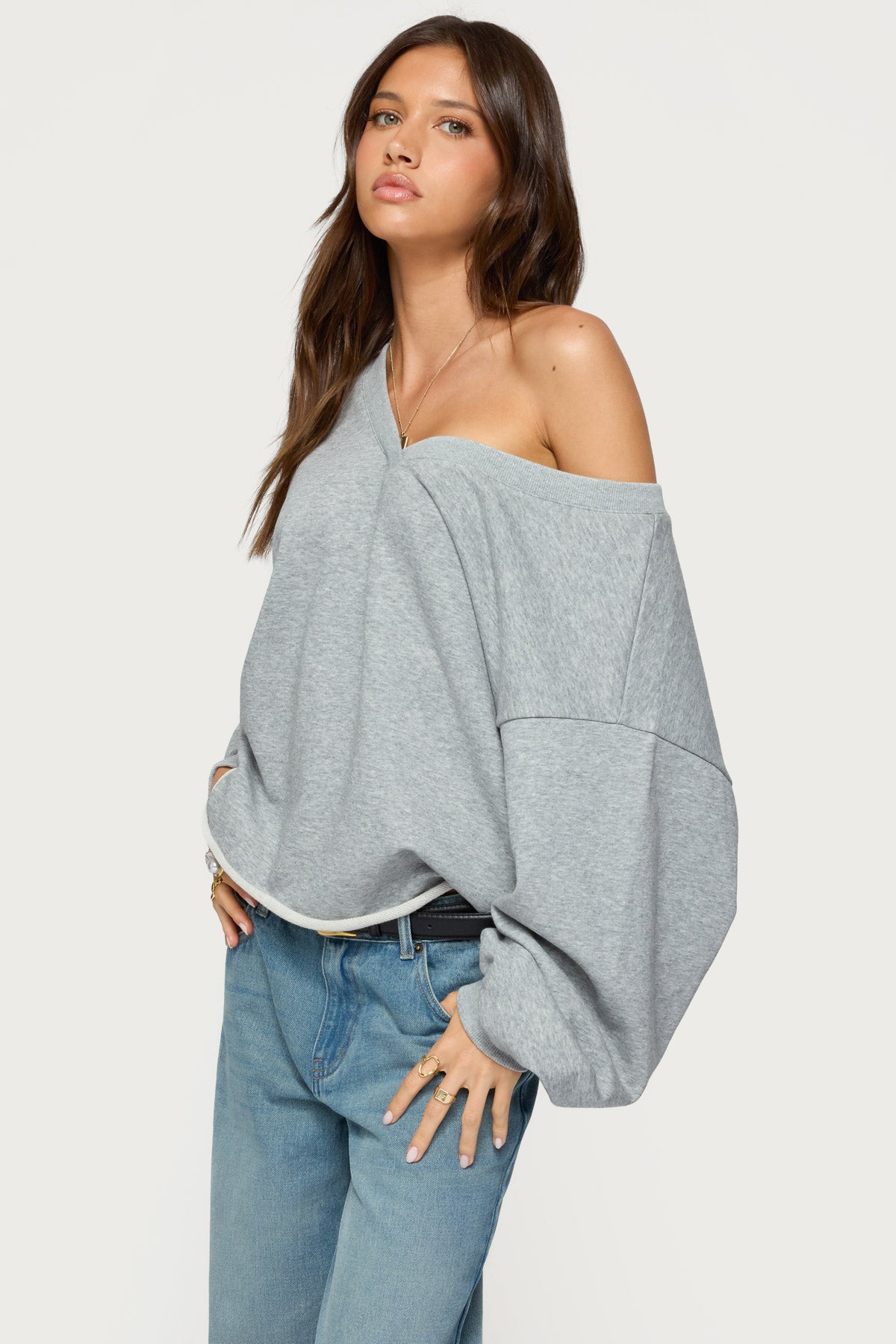 Winfred Oversized V Neck Sweatshirt - Image 3