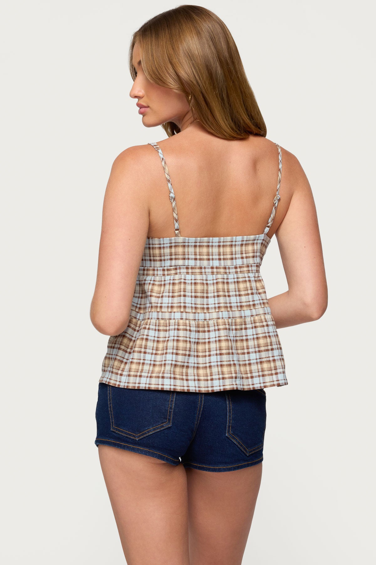 Mirena Tie Front Plaid Top - Image 5