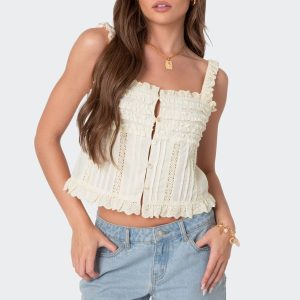 Hera Button Front Ruffled Top