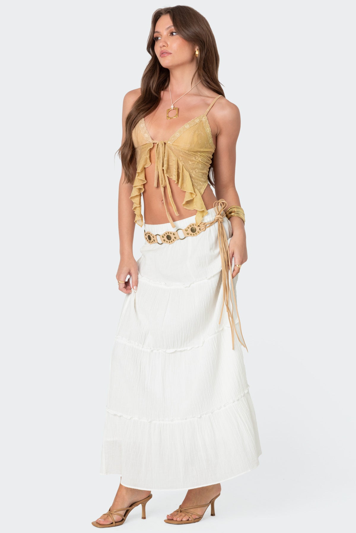 Yola Embroidered Tie Front Top - Image 4