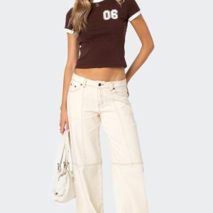Contrast Stitch Low Rise Jeans