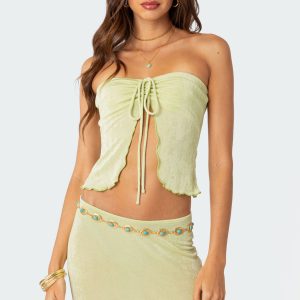 Milan Gathered Split Front Tube Top