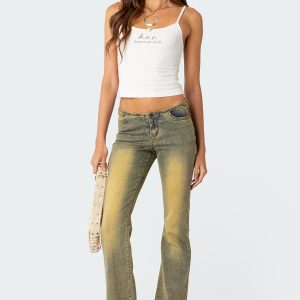 Maris Low Rise Washed Flared Jeans