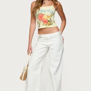 Buckle Low Rise Straight Leg Pants