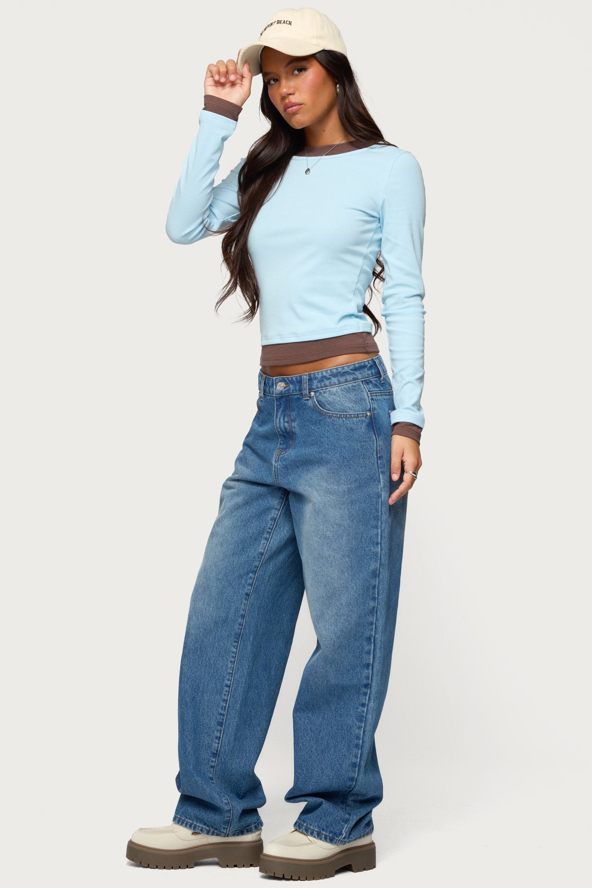 Contrast Layered Look Long Sleeve T Shirt - Image 4