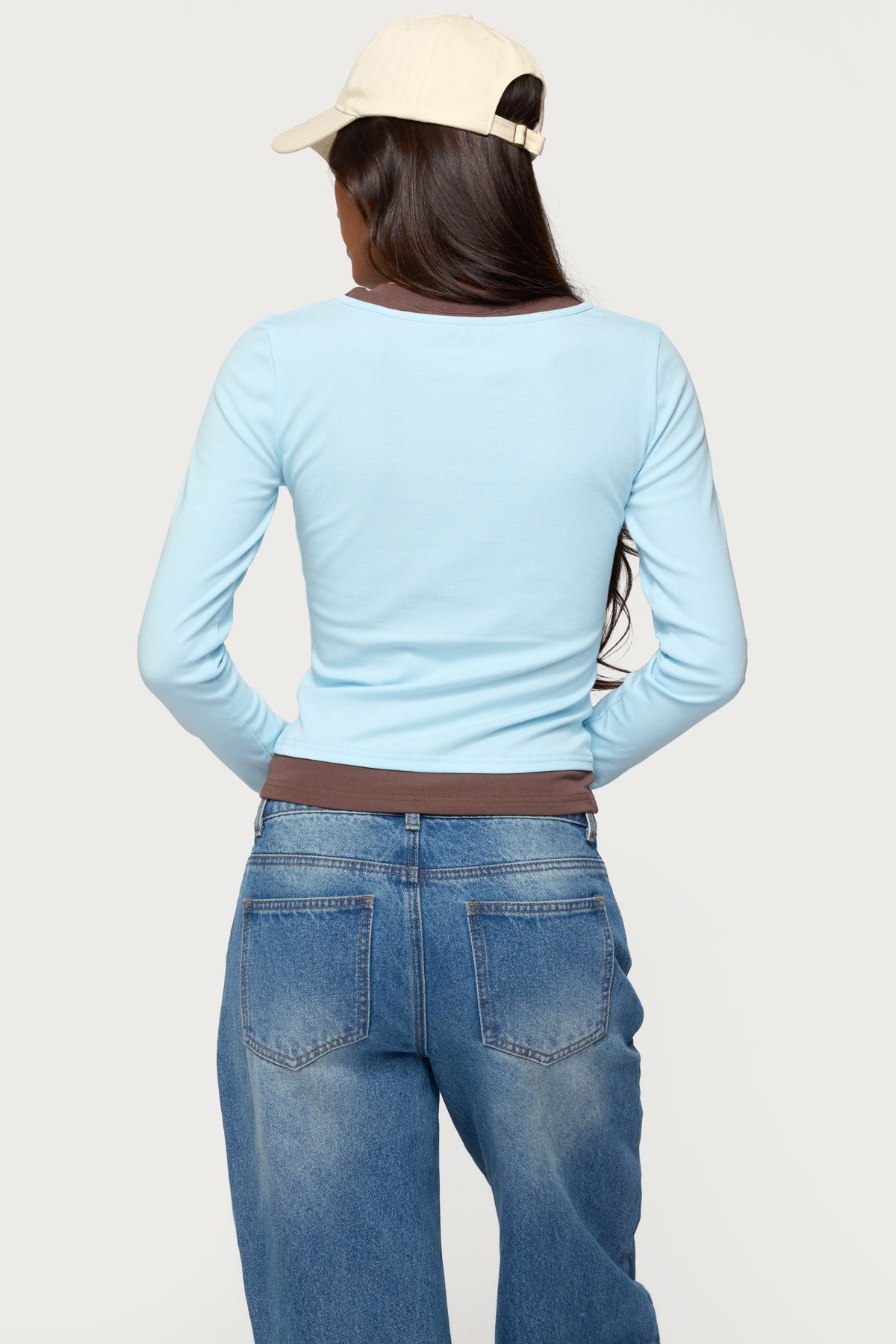 Contrast Layered Look Long Sleeve T Shirt - Image 5