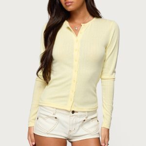 Maeva Button Up Pointelle Top