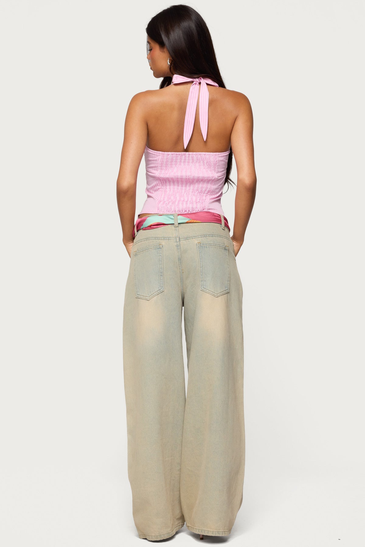 Caitie Striped Buckle Halter Top - Image 5