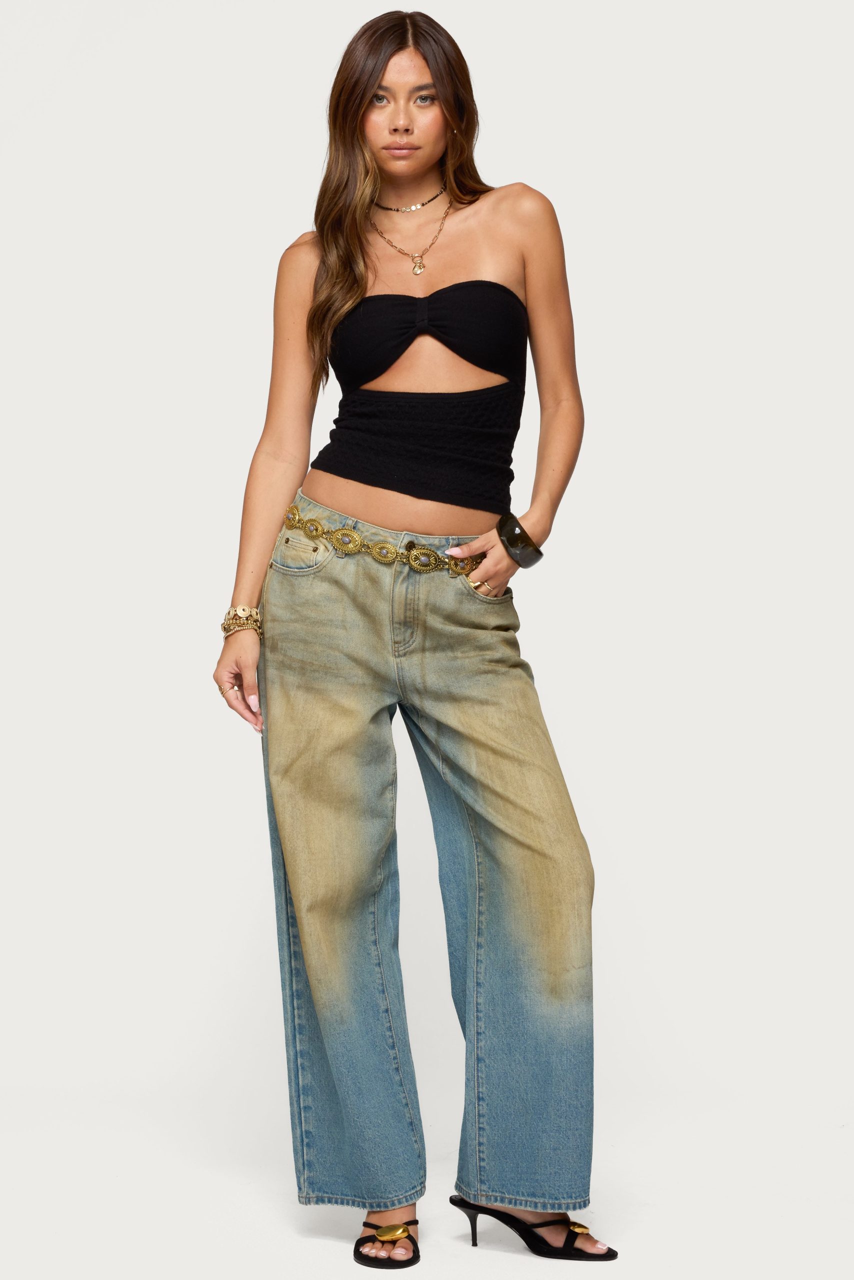 Textured Knit Strapless Cutout Top - Image 2