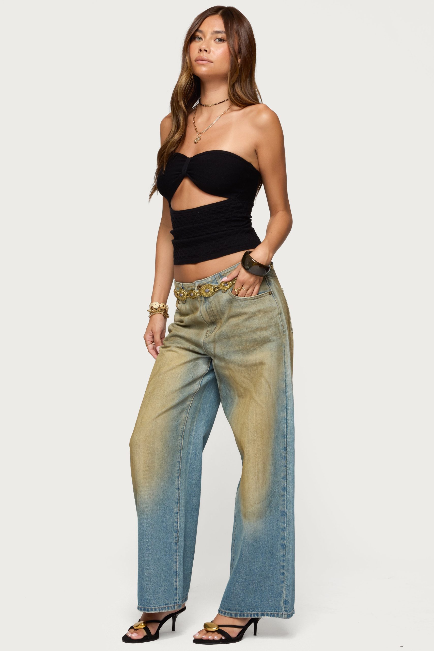 Textured Knit Strapless Cutout Top - Image 4