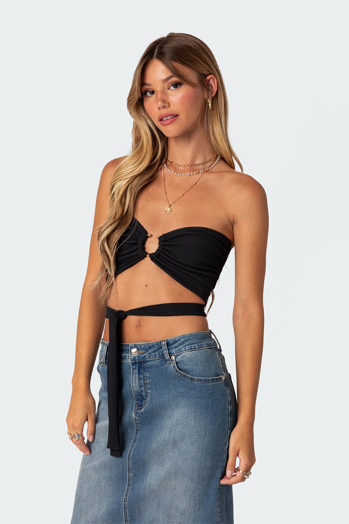 Zia Ribbed Ring Tie Crop Top - Image 3