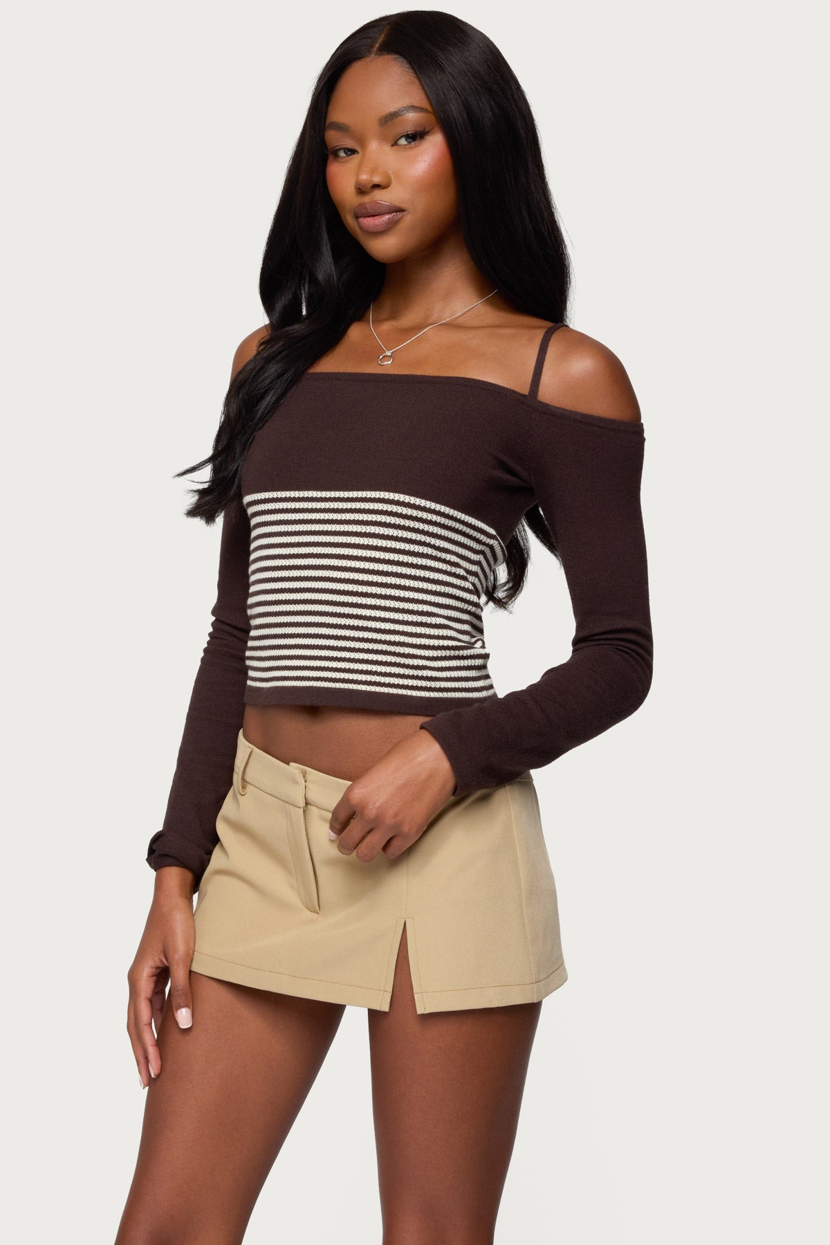 Darya Striped Off Shoulder Knit Top - Image 3