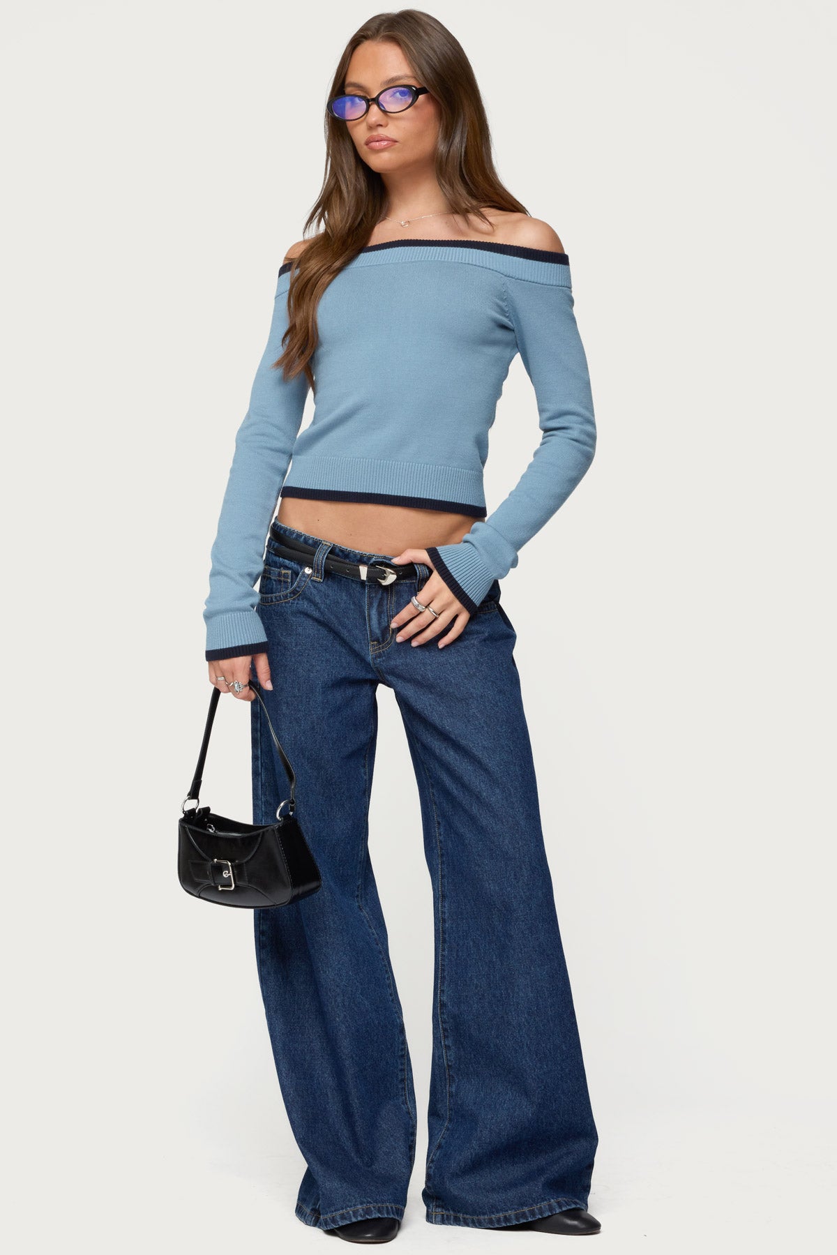 Kezzie Contrast Off Shoulder Knit Top - Image 2