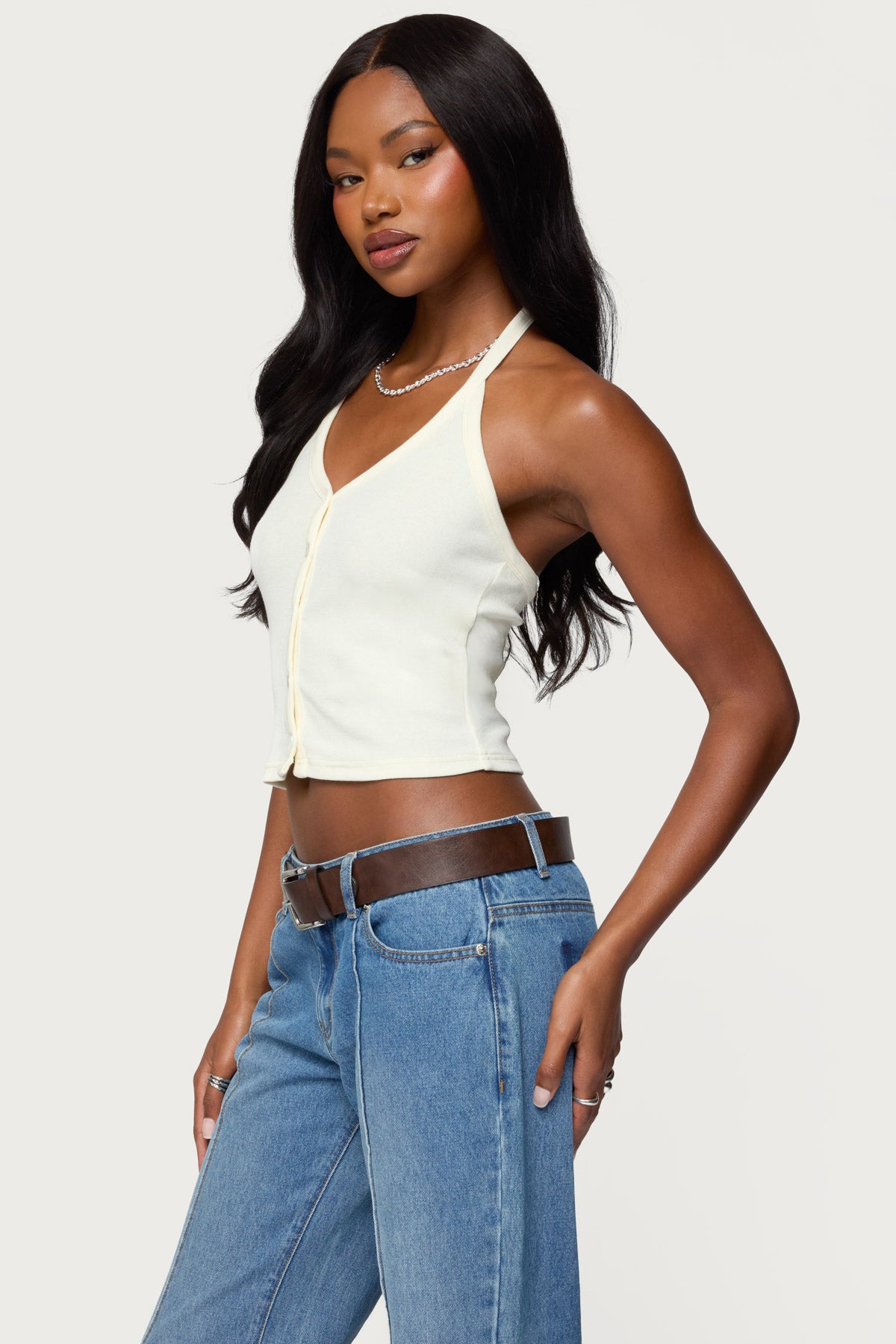 Cardigan & Halter Two Piece Knit Top - Image 3