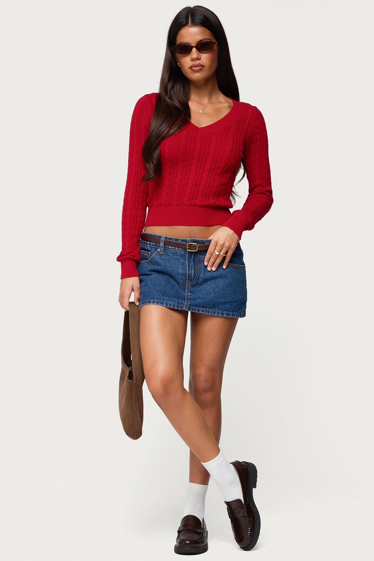 Ashlee V Neck Cable Knit Top - Image 2
