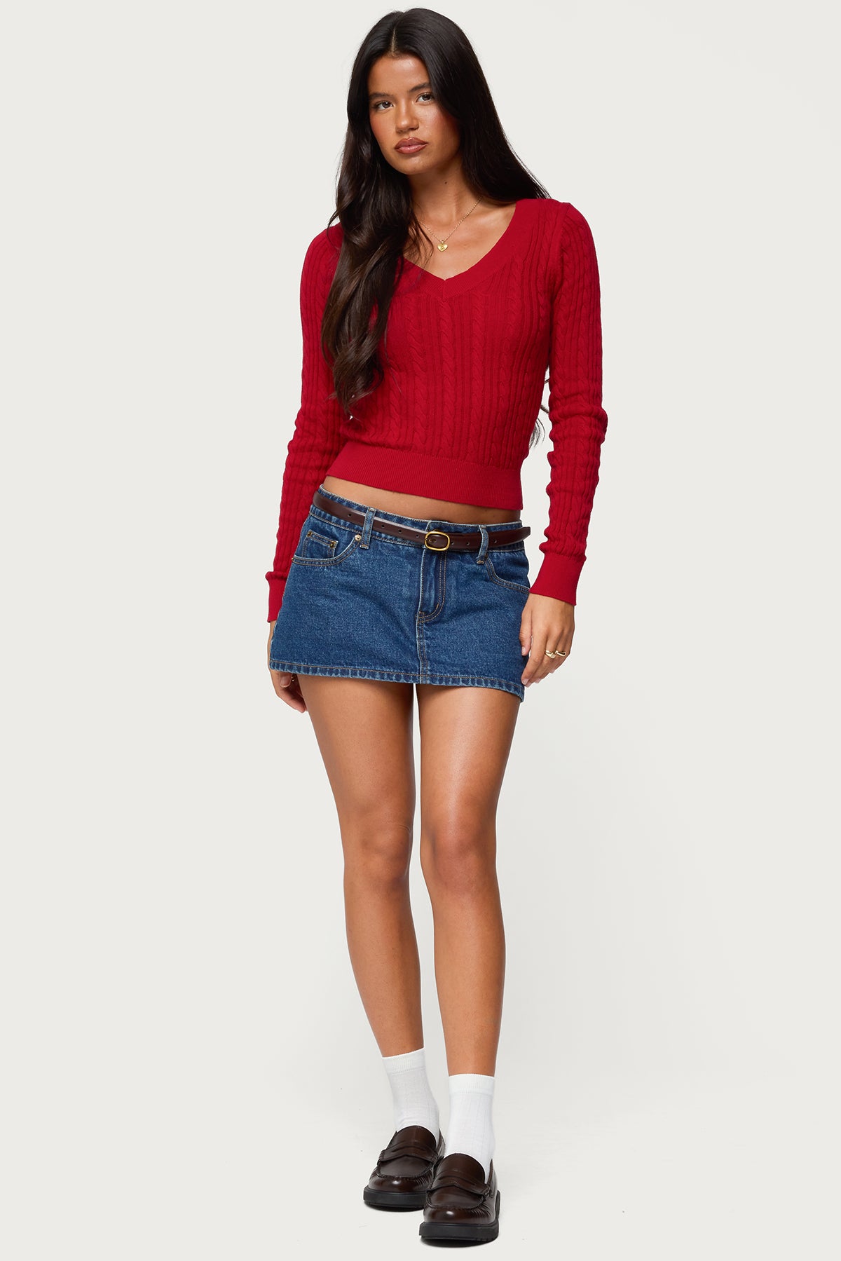 Ashlee V Neck Cable Knit Top - Image 5