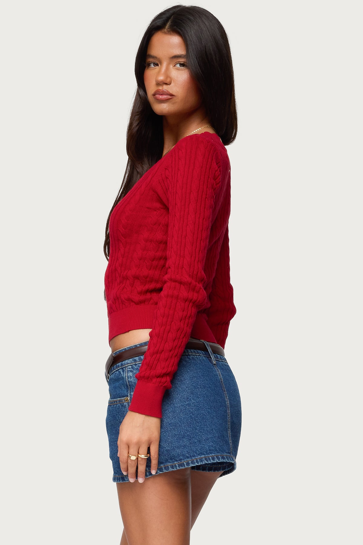 Ashlee V Neck Cable Knit Top - Image 4