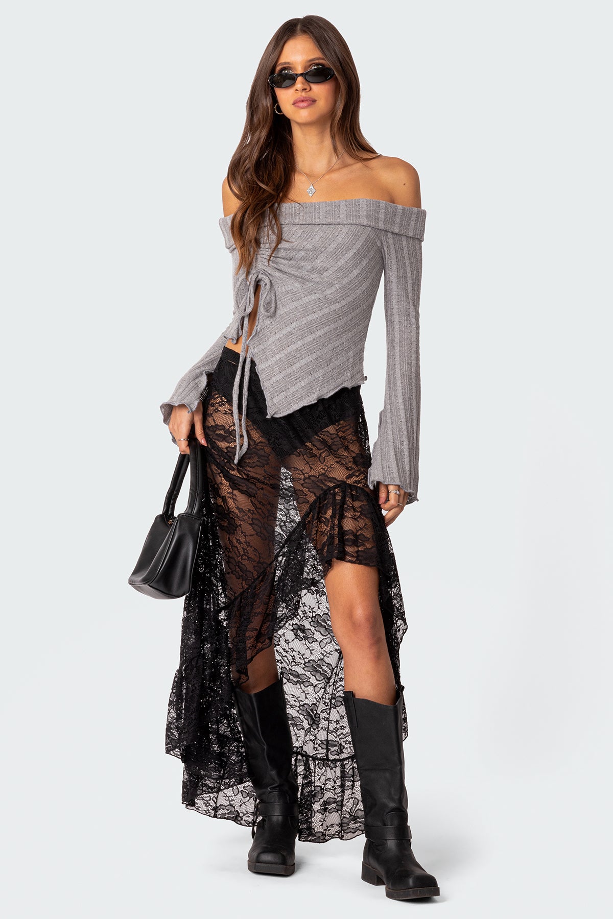 Alona Asymmetric Fold Over Knit Top - Image 2