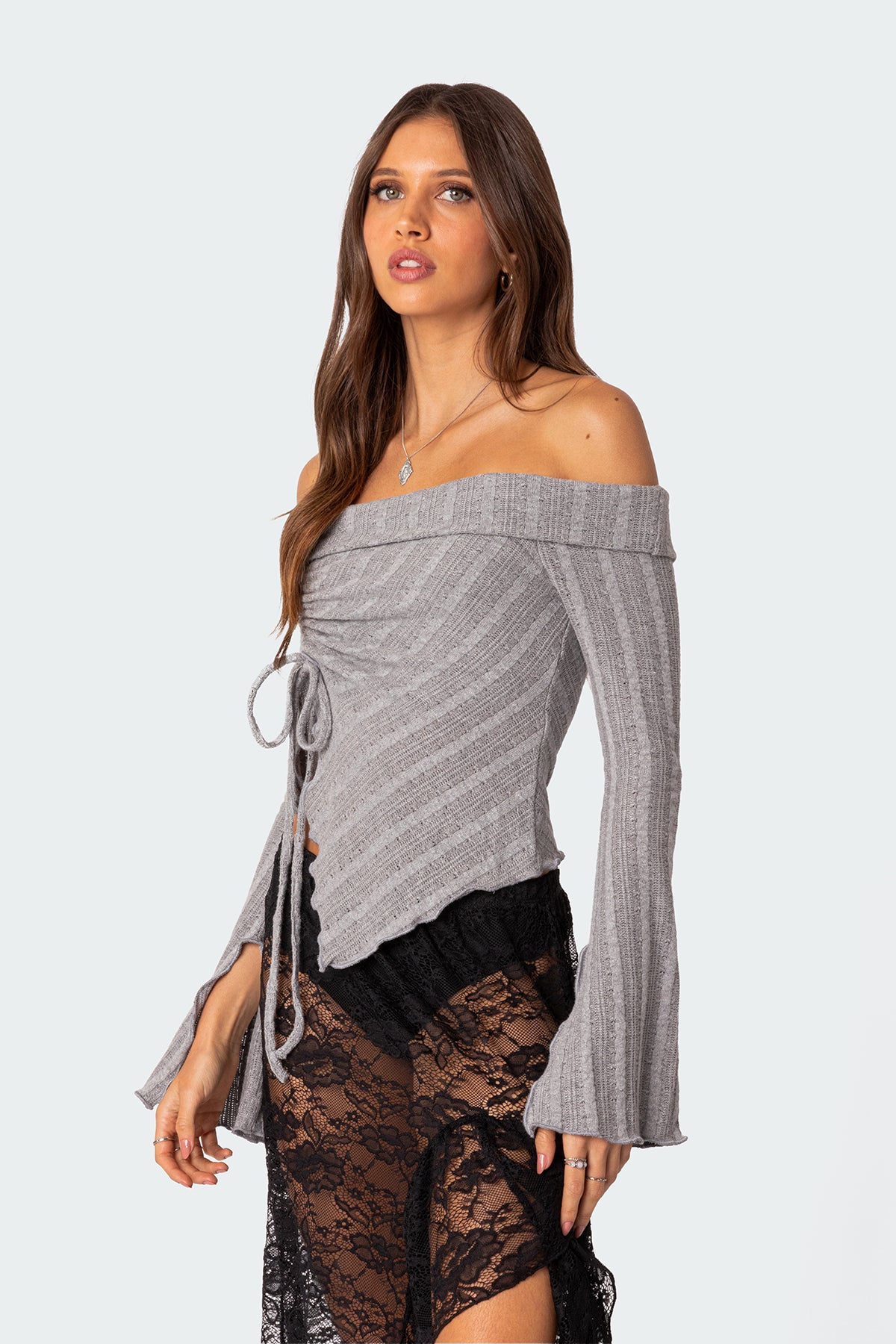 Alona Asymmetric Fold Over Knit Top - Image 3