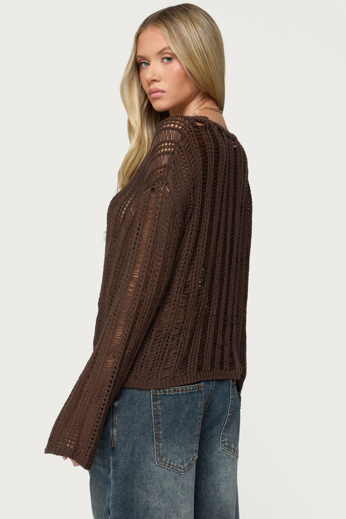 Jaide Sheer Ladder Knit Sweater - Image 5