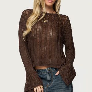 Jaide Sheer Ladder Knit Sweater