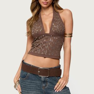 Jackie Stud & Grommet Halter Top