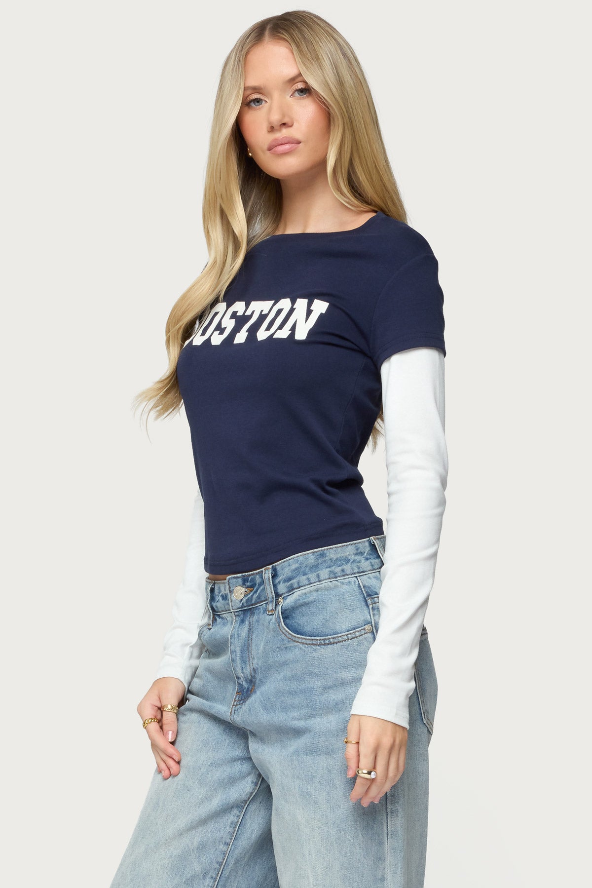 Boston Layered Long Sleeve T Shirt - Image 3
