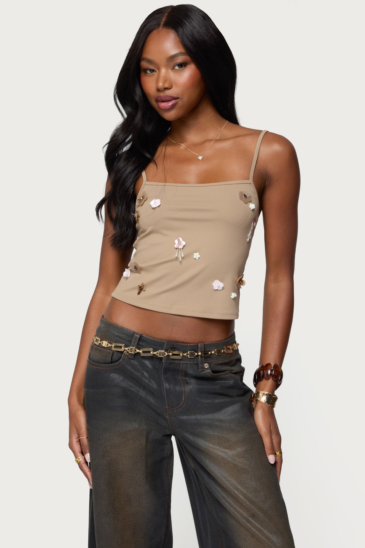 Malia Flower Applique Tank Top