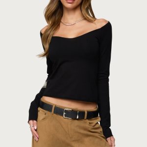 Nattie Off Shoulder V Neck Top