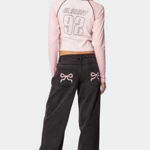 Bow Pocket Relaxed Jeans