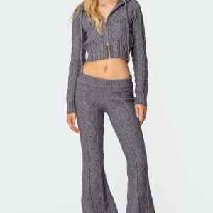 Ray Cable Knit Flared Pants