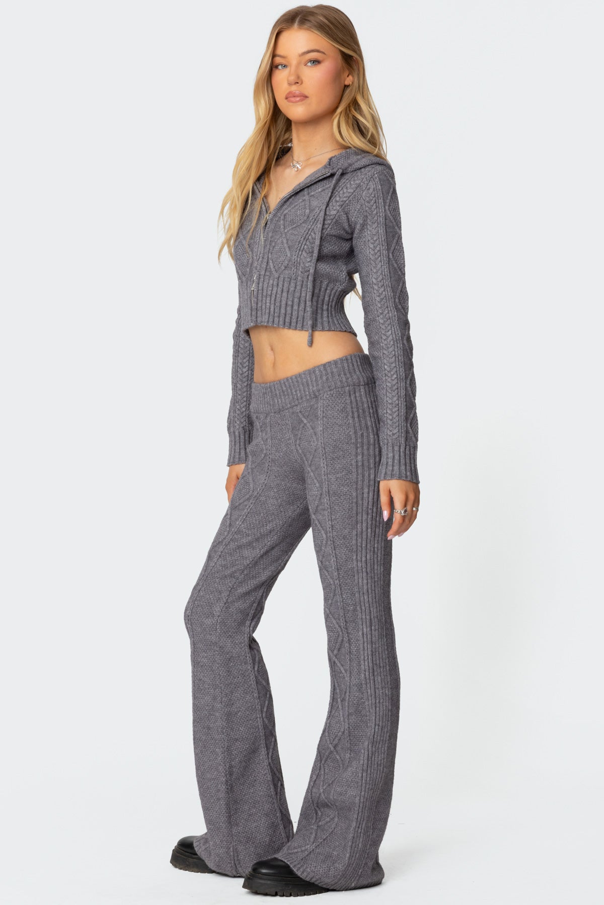 Ray Cable Knit Flared Pants - Image 4