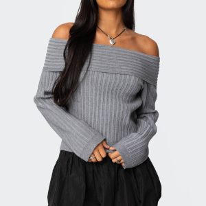 Brandy Fold Over Ribbed Sweater