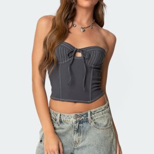 June Tie Front Strapless Corset