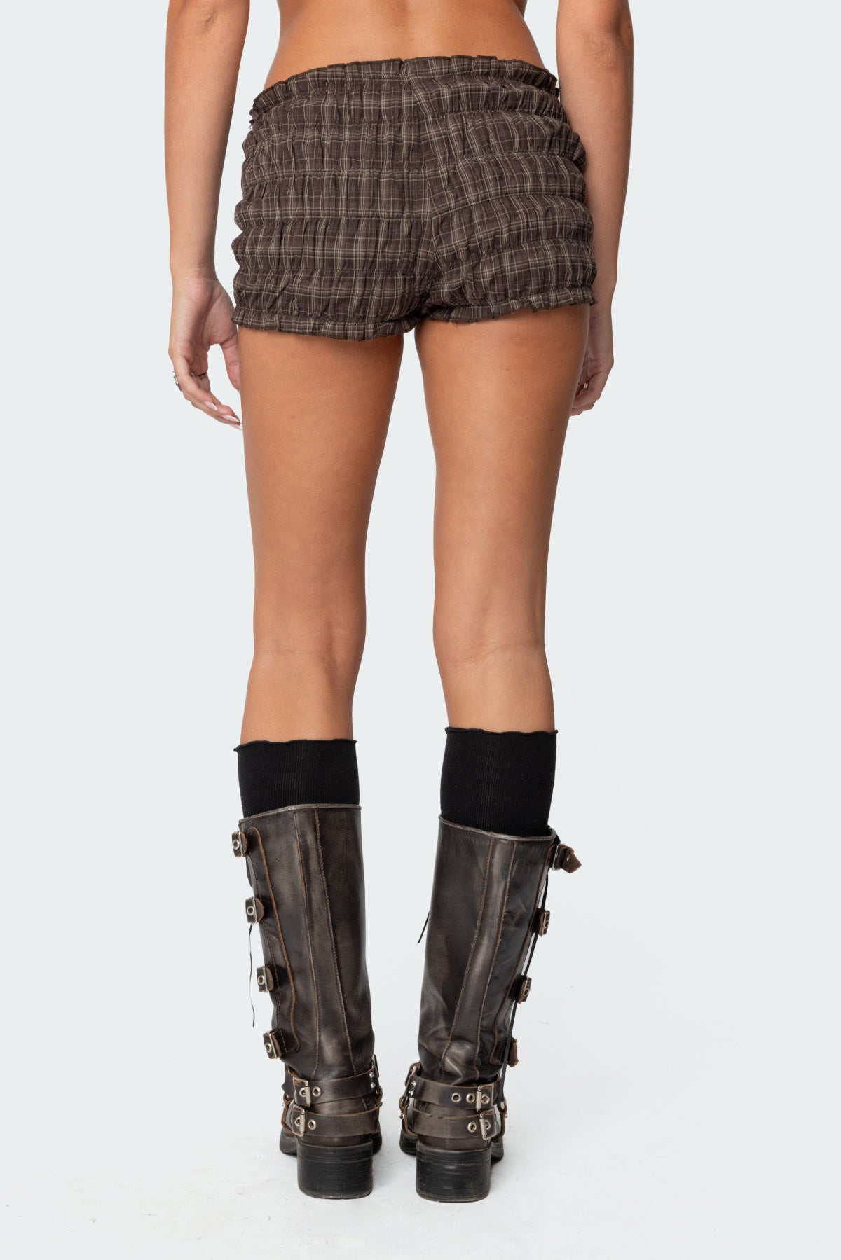 Plaid Scrunch Shorts - Image 4