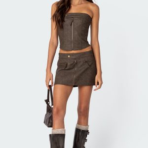 Ziva Faux Leather Mini Skirt