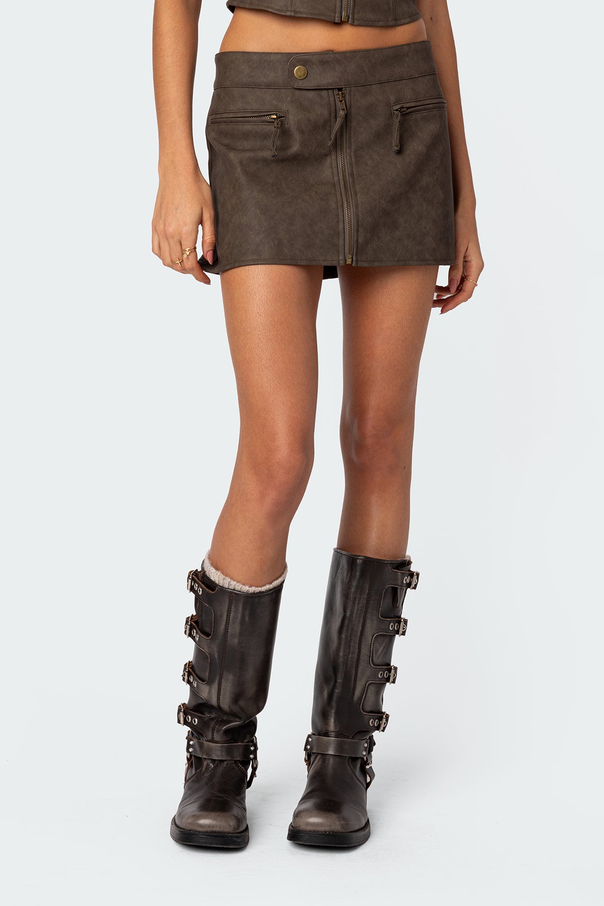Ziva Faux Leather Mini Skirt - Image 2