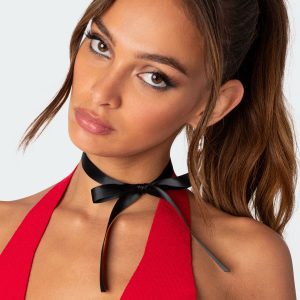 Satin Effect Bow Choker
