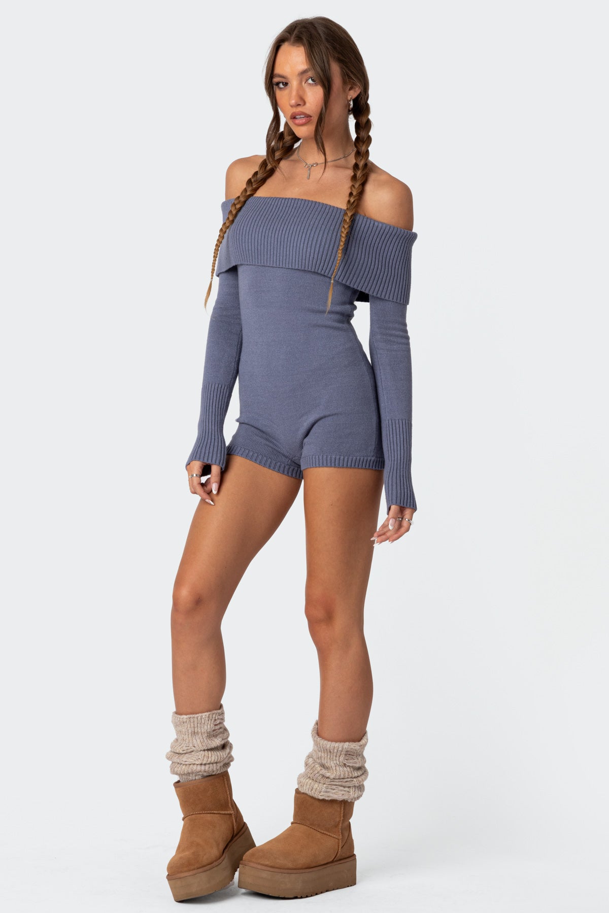 Pandorah Off Shoulder Knitted Romper - Image 3