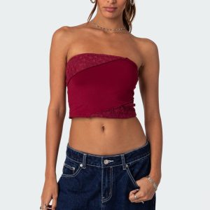 Lace Patchwork Tube Top
