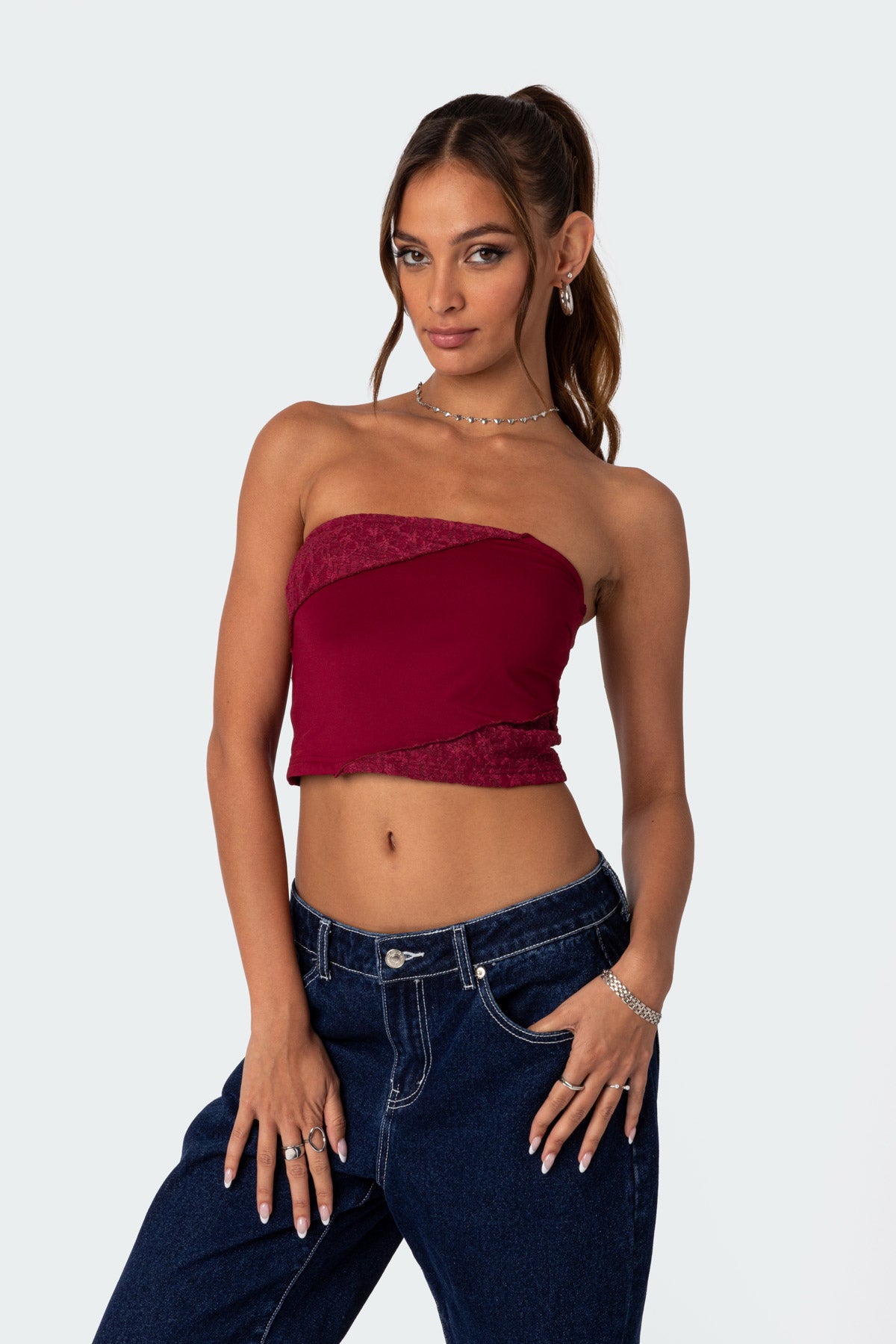 Lace Patchwork Tube Top - Image 3