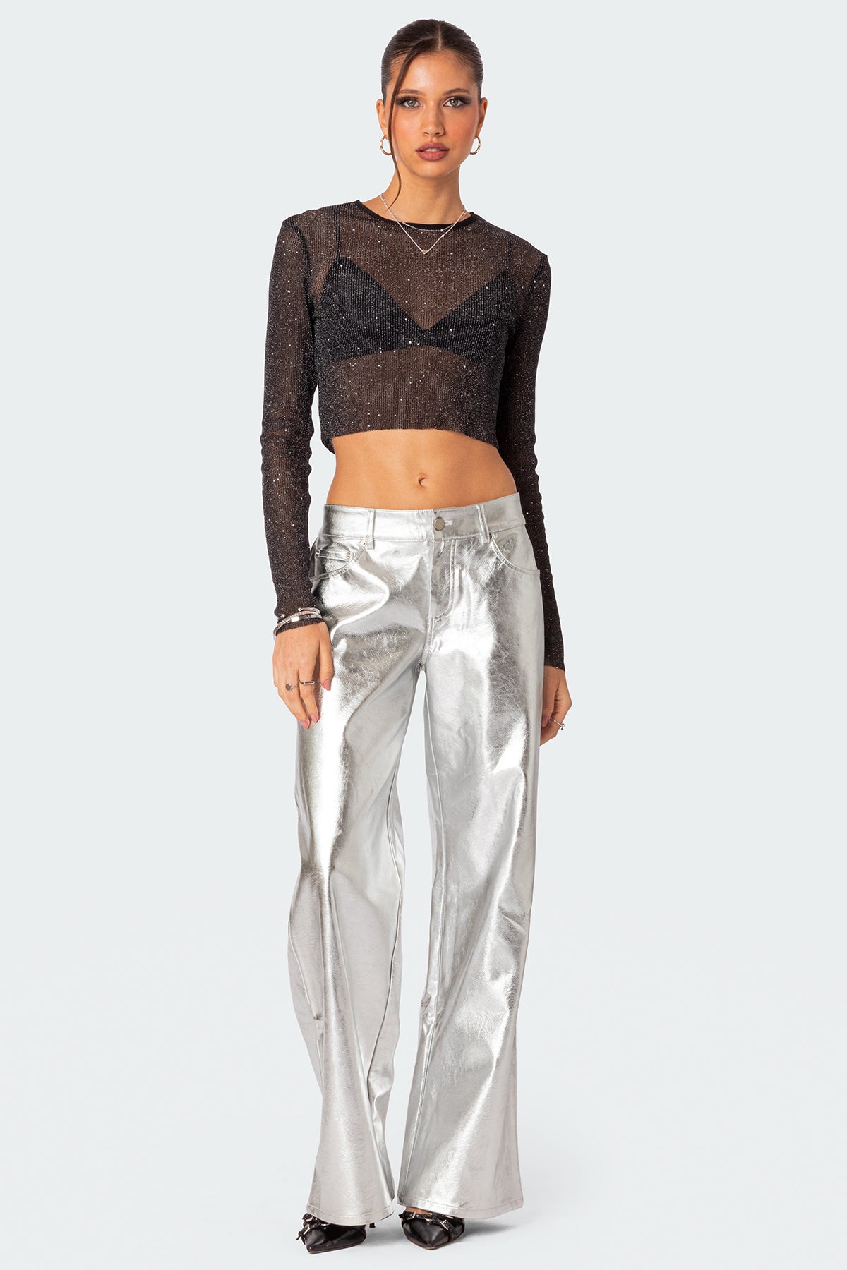 Kim Metallic Faux Leather Pants - Image 5