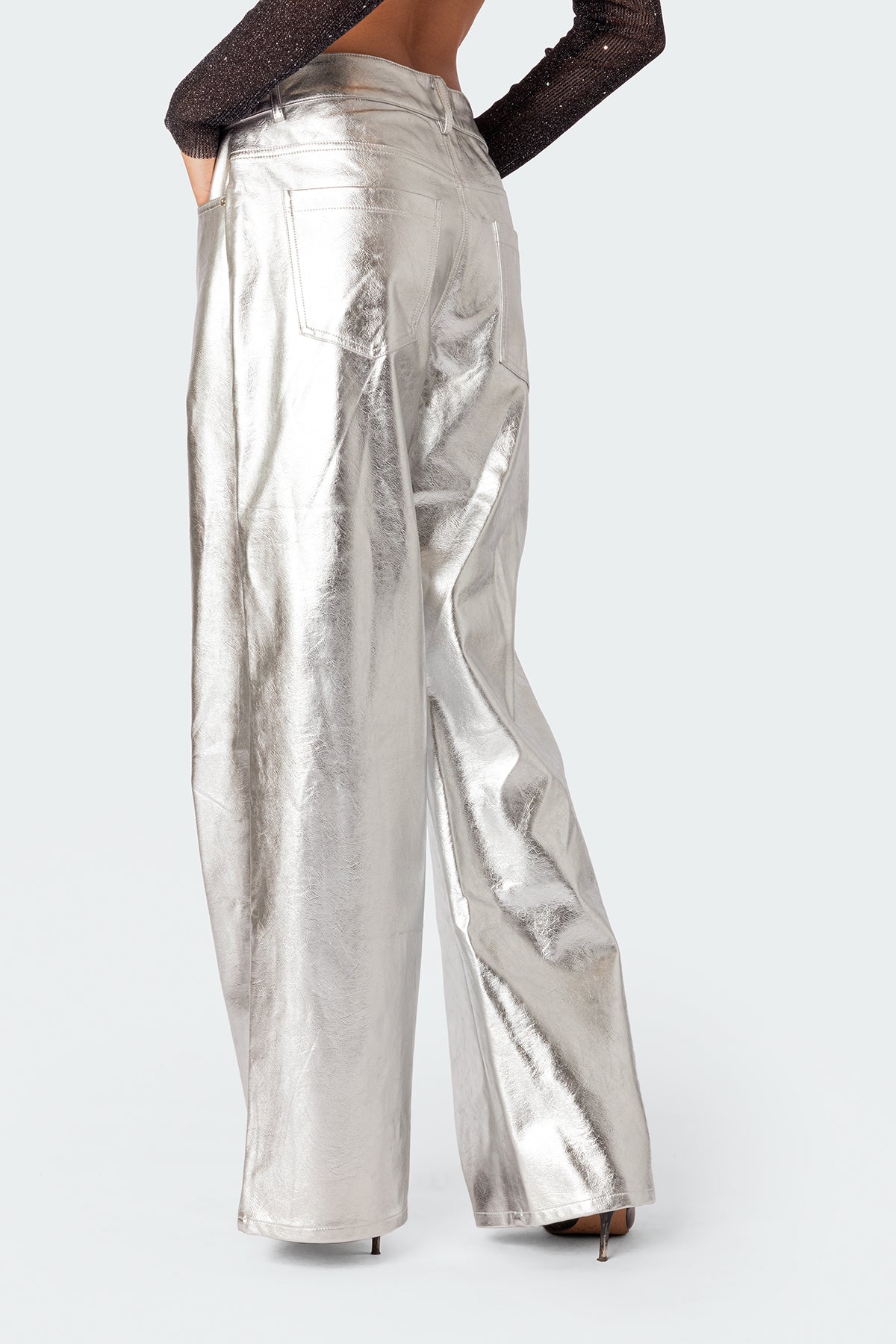 Kim Metallic Faux Leather Pants - Image 4