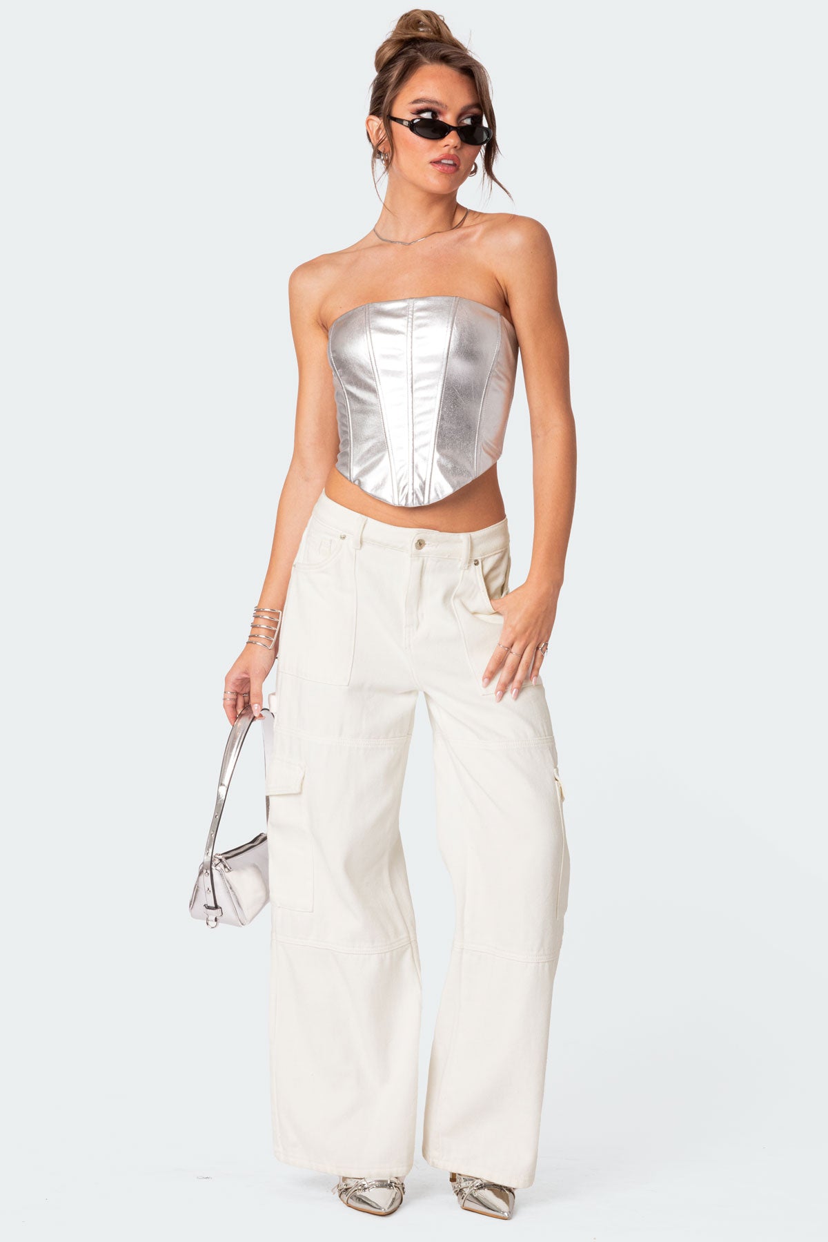 Mabel Metallic Faux Leather Corset - Image 2