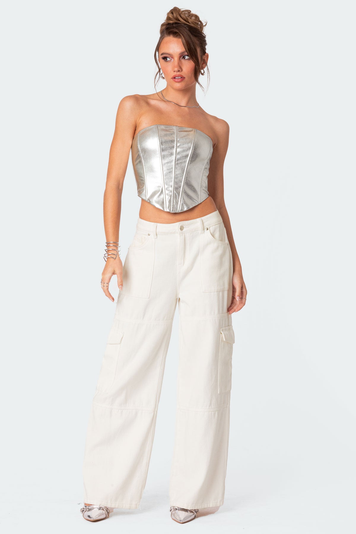 Mabel Metallic Faux Leather Corset - Image 4