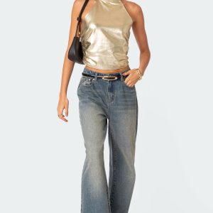 Karter Metallic Halter Top