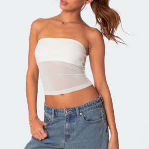 Celestia Sheer Mesh Tube Top