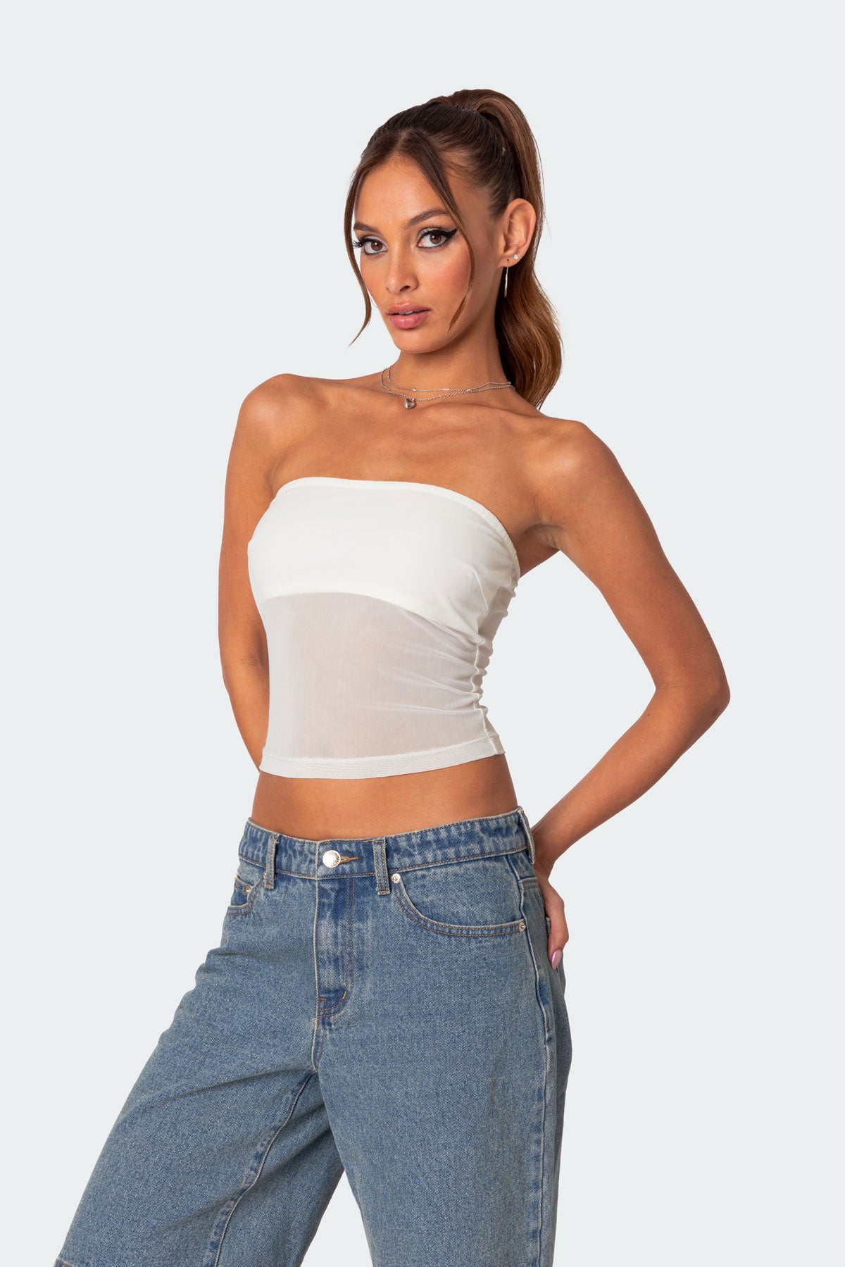 Celestia Sheer Mesh Tube Top - Image 3